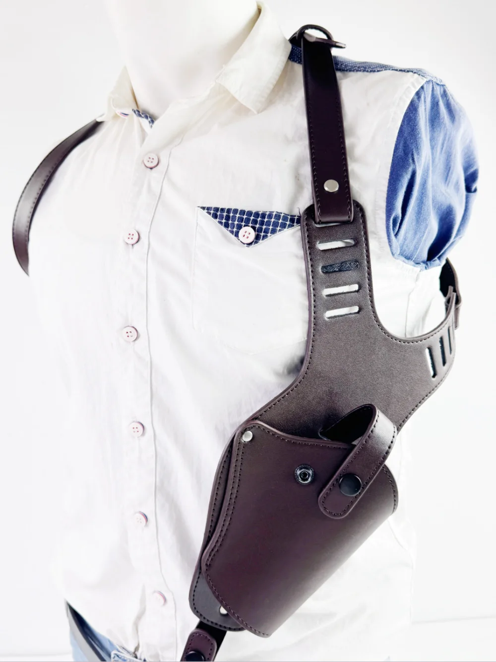 Burgundy Dark Brown Outdoor Armpit Cowhide Shoulder Pistol Bag Genuine Leather Holster Slant Shoulder Strap