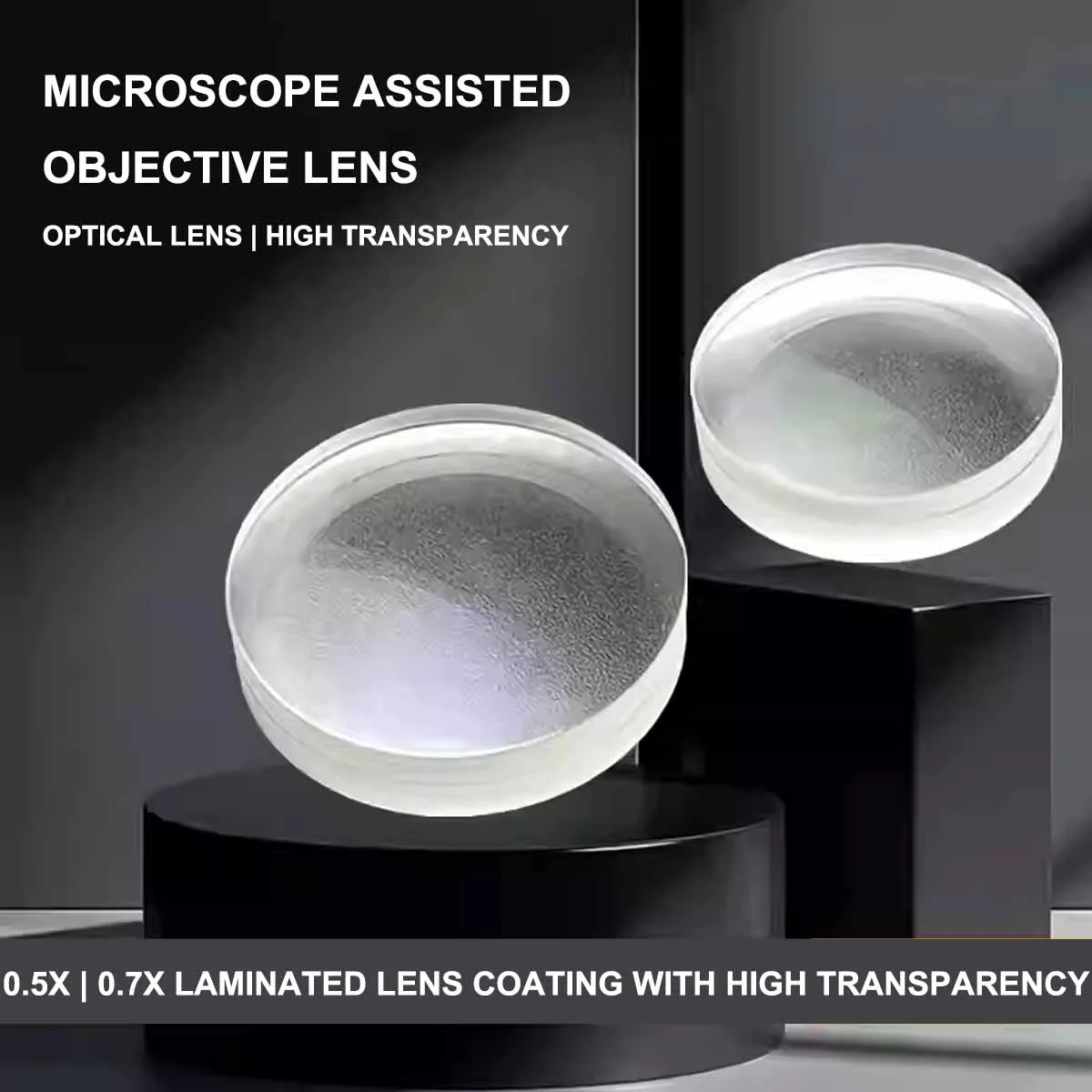 Adhesive concave convex lens type microscope auxiliary objective, 0.5/0.7X distance increasing lens optical glass anti reflectio