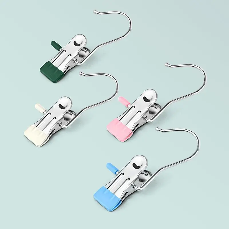 

Laundry Hook Hanger Clip Hanging Clothes Clip Hook Portable Stainless Steel Home Travel Hanger Clip Wardrobe Hanger