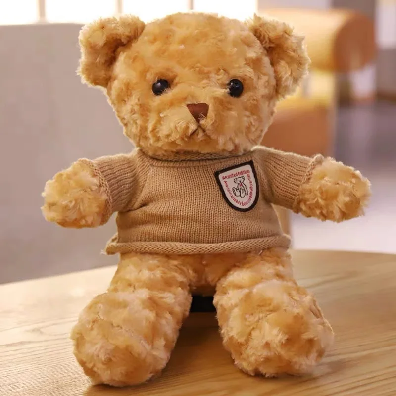Peluche simpatico orsacchiotto da 30 cm che indossa un maglione Adorabile animale di peluche con morbido maglione orsacchiotto regalo perfetto per i bambini