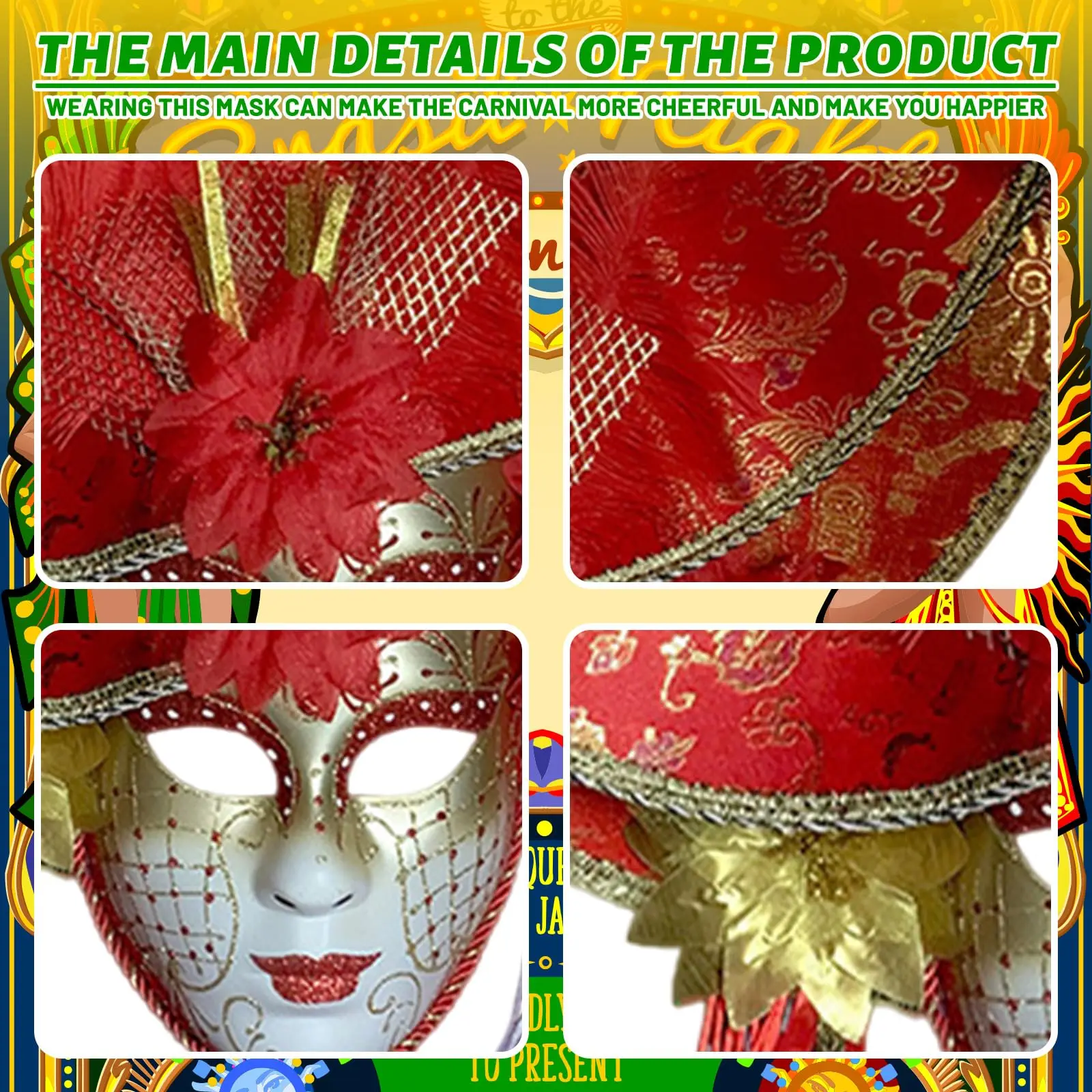 قناع تنكر البندقية مع قبعة كرنفال المهرج أقنعة الكرة ماردي غرا حفلة قناع الوجه الكامل للأزواج دعائم تنكرية للهالوين