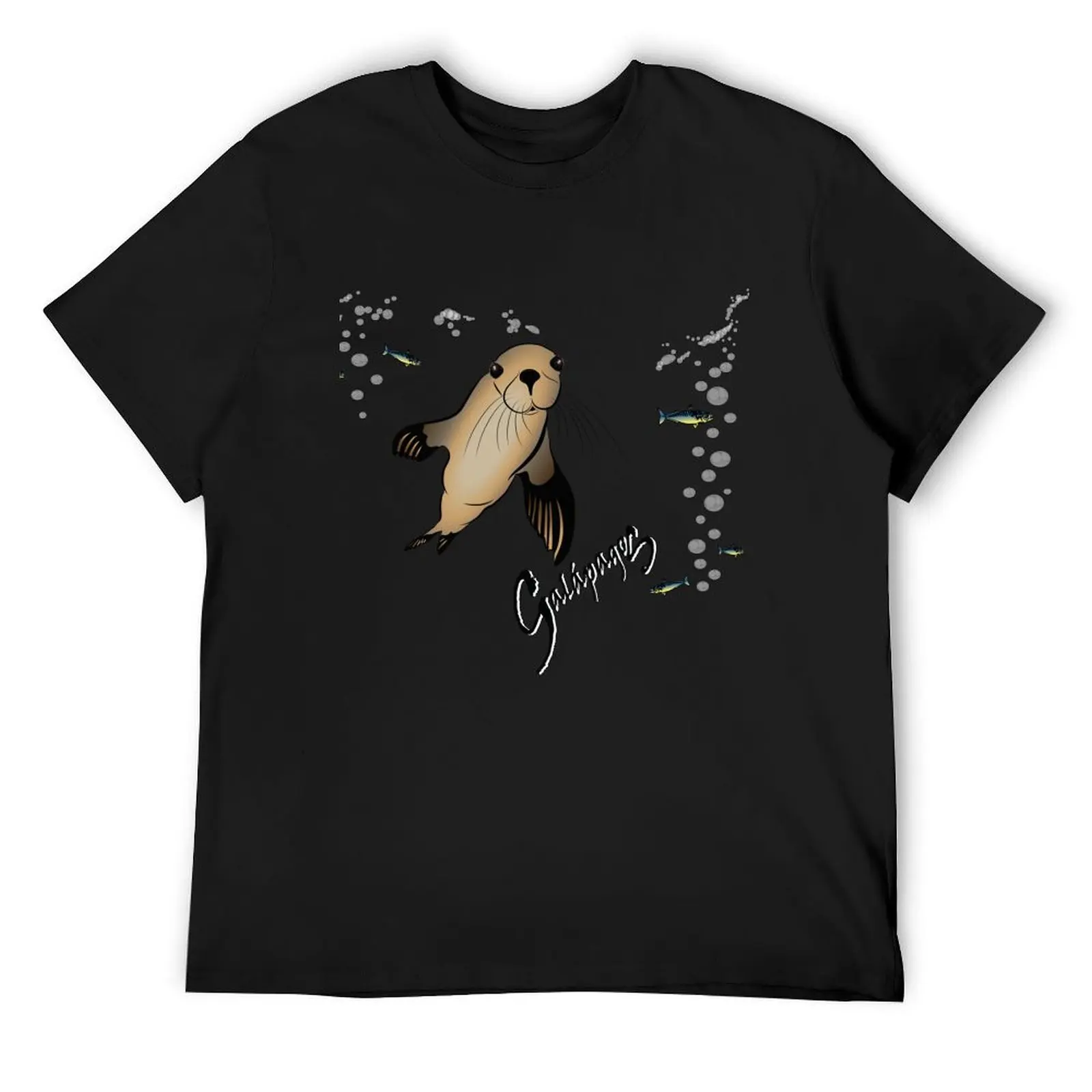 Galapagos Sea lion and bubbles T-Shirt shirts graphic Blouse customs custom t shirt t shirts for men cotton