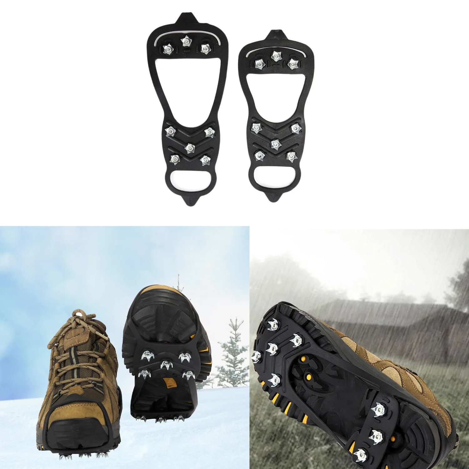 【VER】8 unhas galhos de gelo pinça para sapatos crampons de neve anti-deslizamento pinça de gelo caminhadas grampos picos tração gelo parafuso prisioneiro sapatos aperto