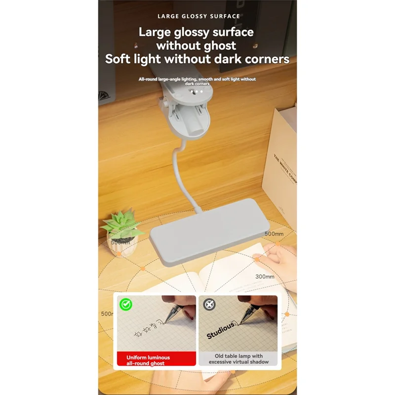 F-3C Weiße Buchlampe, USB-Aufladung und Anschluss, Dual-Purpose-Leselampe, tragbar, flexibel, einfach zu befestigende Nachtleselampe