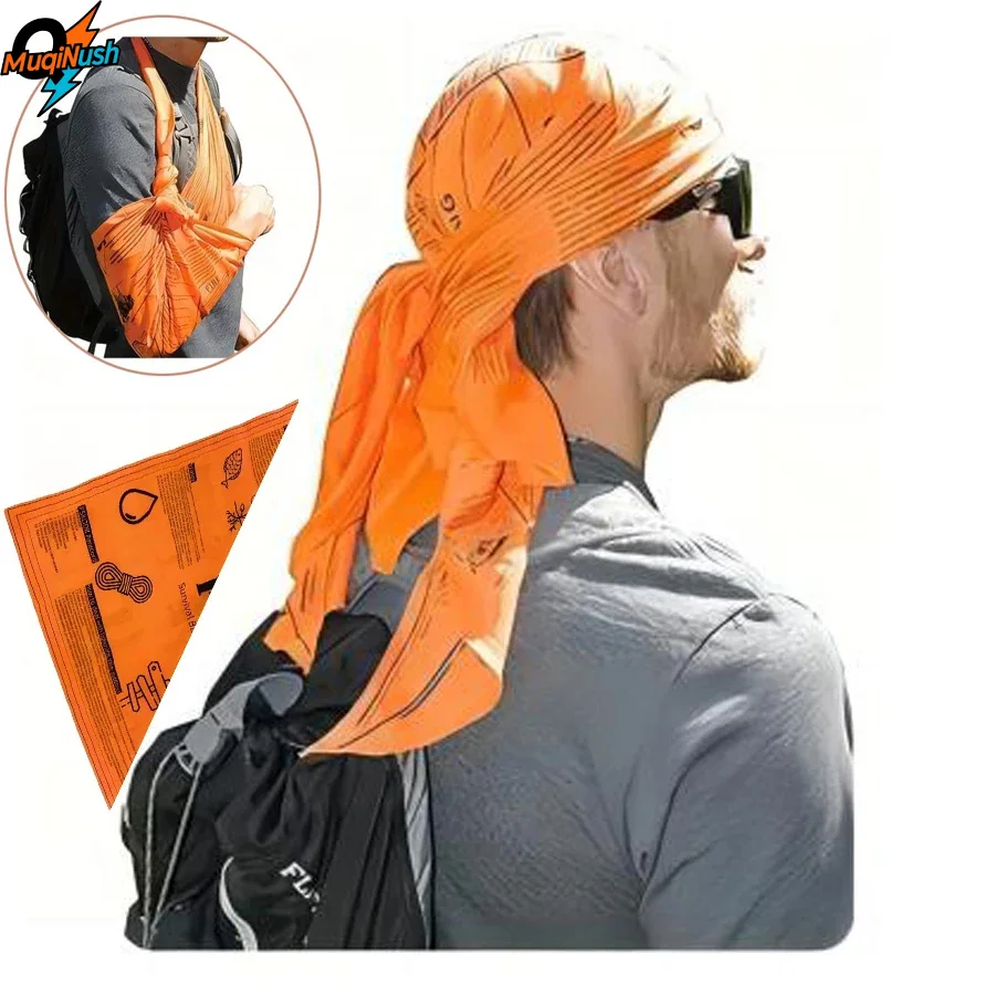 

MuqiNush Men Women Versatile Orange Square Scarf Protective Headband Outdoor Sports Wilderness Survival Guide Convenient Storage