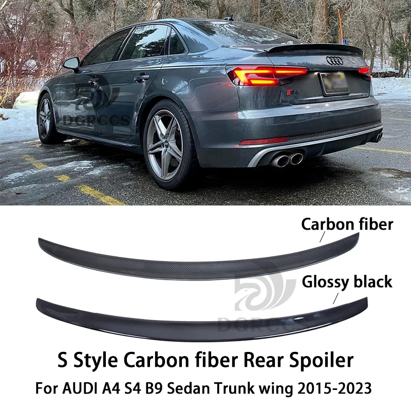 

For AUDI A4 S4 B9 Sedan S Style Carbon fiber Rear Spoiler Trunk wing 2015-2023 Carbon fiber Glossy black