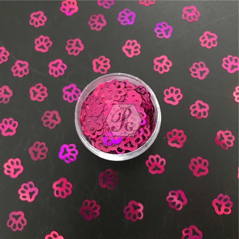 PrettyG 1 Box Cute Dog Paw Print Glitter Shape Holographic Colorfull Glitter Sequin for Nail DIY Art Craft Makeup Decoration