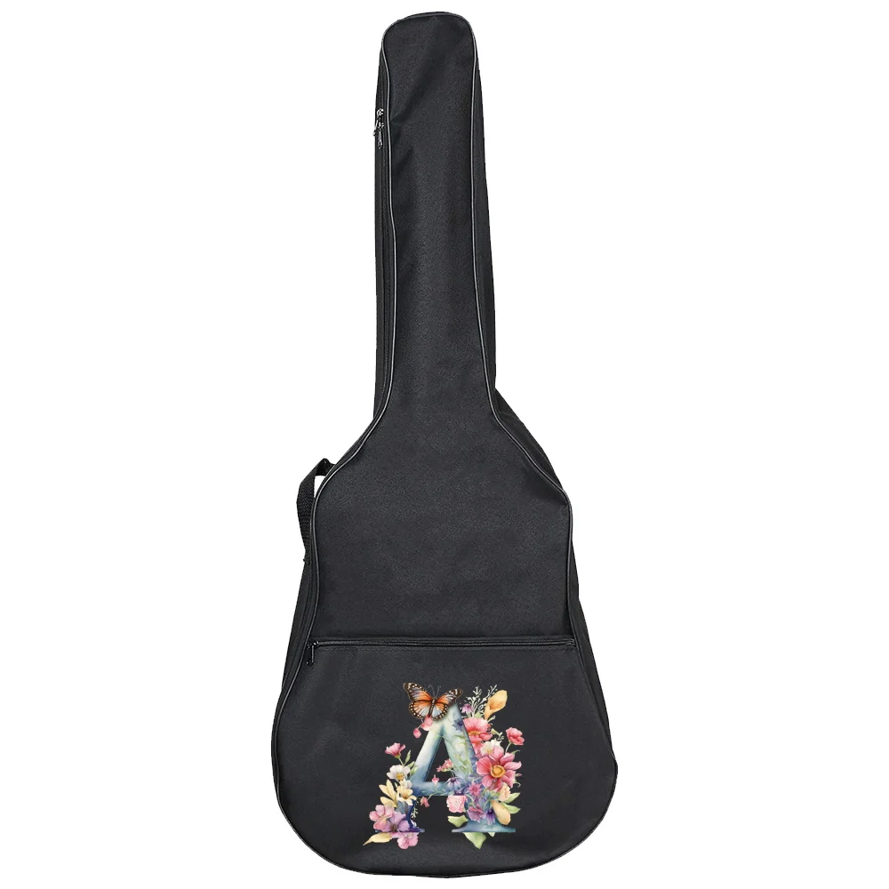 Funda portátil para guitarra eléctrica, bolsa negra para guitarra acústica clásica de 31 a 41 pulgadas, mochila de la serie de letras de mariposa