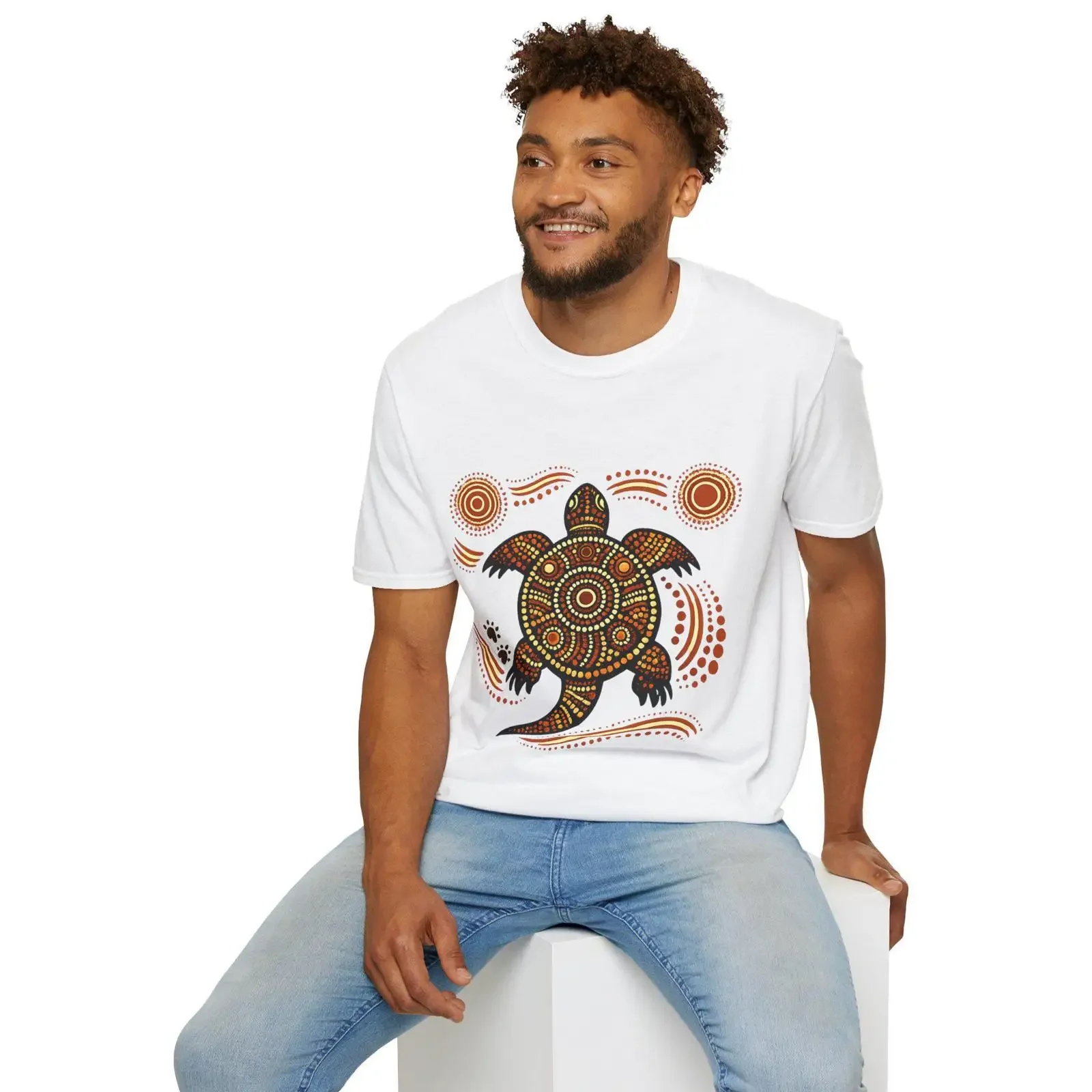 Turtle Totem Aboriginal Dot ArT T Shirt Indigenous Australian Cultural Yindyamarra Designs vintage Washed Stretched Versatile
