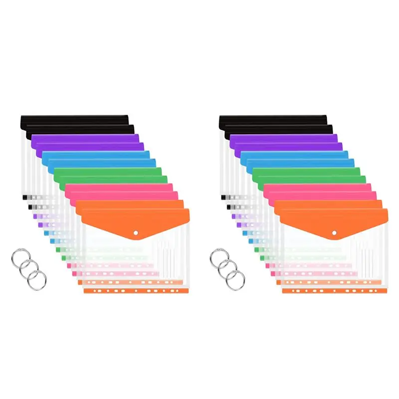ingenious-24-pcs-a4-binder-pocket-expandable-envelopes-clear-plastic-envelopes-for-ring-binder-folder-snap-button