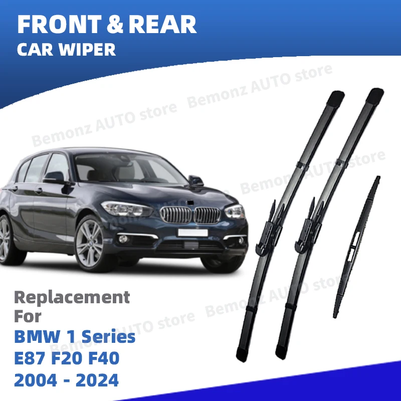 LHD Front Rear Windshield Wiper Blades For BMW 1 Series E87 F20 F40 2004 - 2024 Windscreen Window Accessories  2010 2018 2016