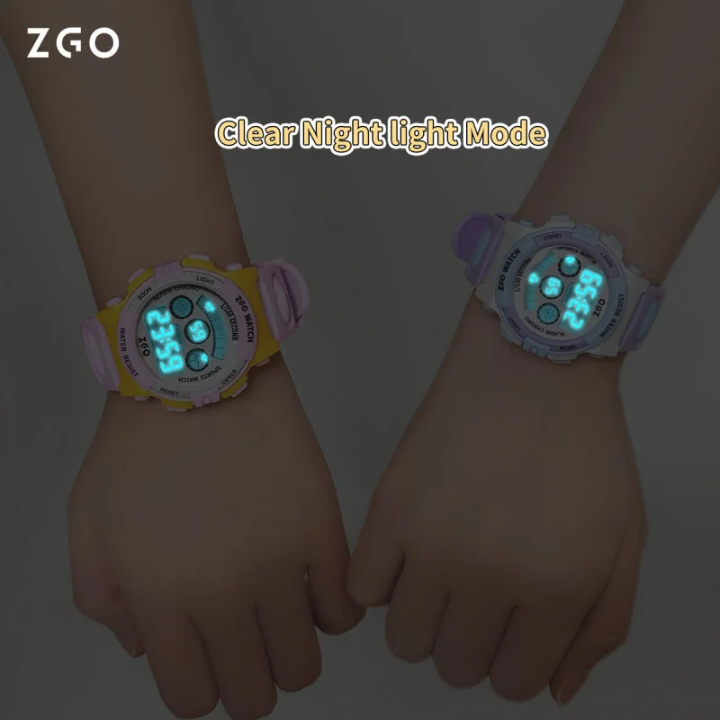 ZGO Ladies' Electronic Watch, Multi-functional Sports Digital Waterproof Watch for Students Alarm Shockproof Gift 305