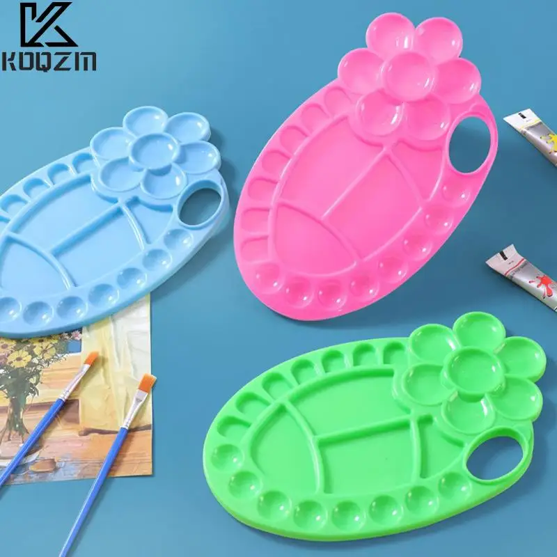 

Цветочная цветная палитра, детские инструменты для рисования, пластиковая палитра для рисования маслом акварелью, 1/2 шт.