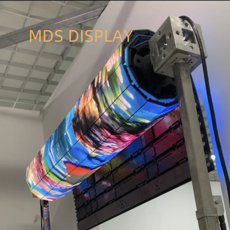 MDS P1.25 실내 방수 롤링 폴딩 LED 디스플레이 인터랙티브 플로어 플렉시블 스크린 엘리베이터 웨딩 무비 콘서트