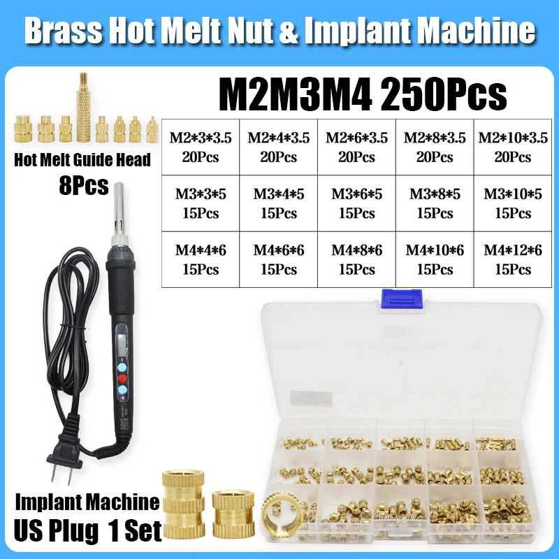 Messing Einsatz Mutter Lötkolben M2 M3 M4 M5 M6 M8 Hot Melt Guide Kopf Gerändelt Kupfer Muttern Einsätze Kunststoff 3D Drucker Zubehör – Detail 14
