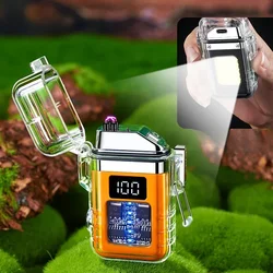 Transparent Shell Digital Display Waterproof Electronic Pulse Lighter COB Lighting Rechargeable Arc Lighter Outdoor