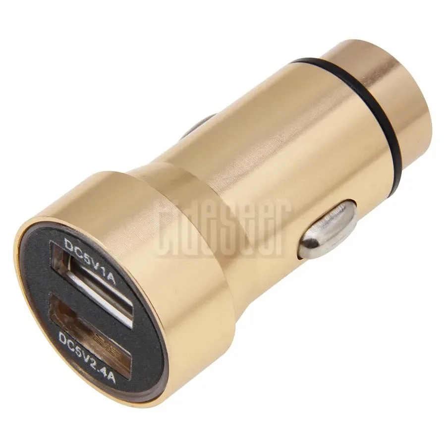 2.4A 1A Metal Dual Port USB Car Charger Mini Mobile Phone Fast Charging Car-Charger Adapter For iPhone Samsung Tablet