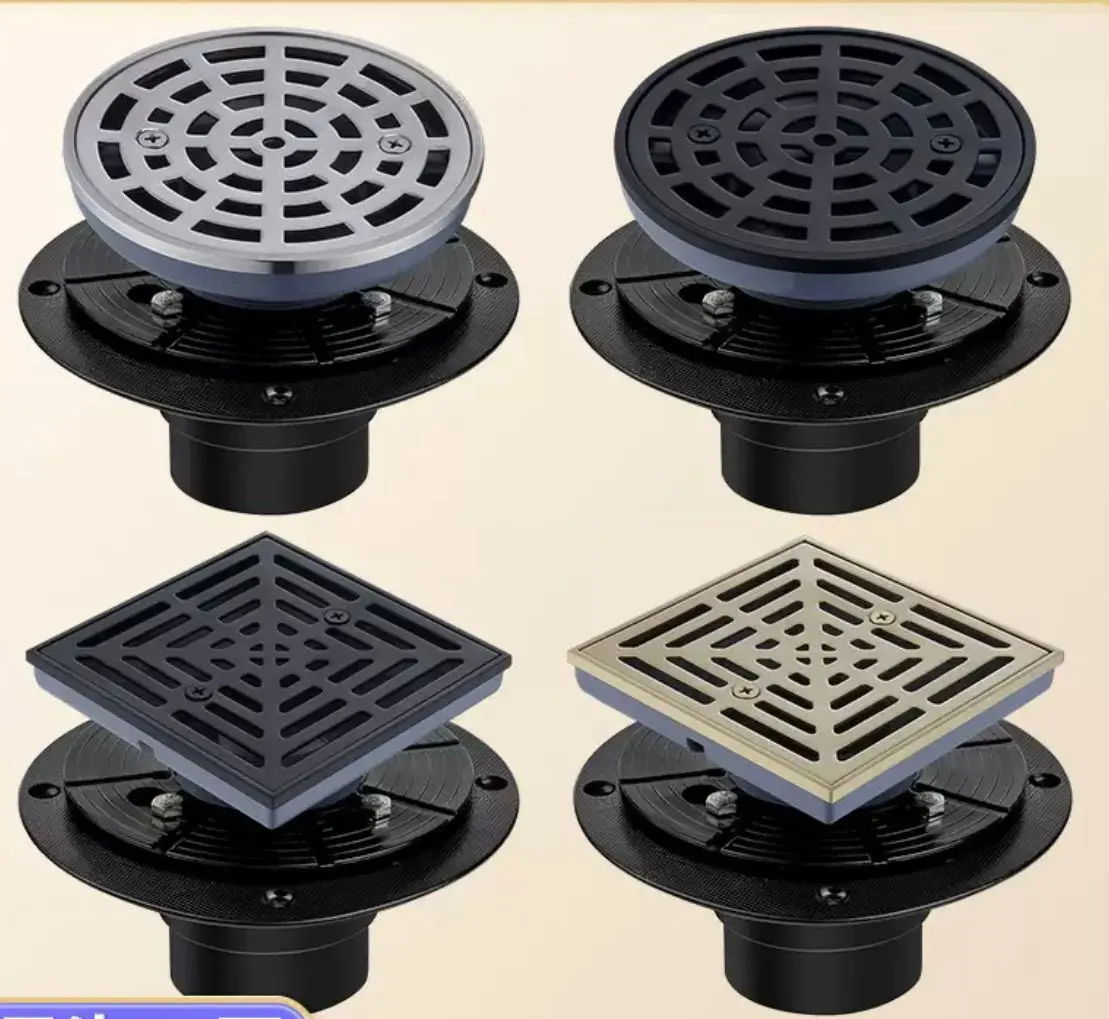 304 Stainless Steel Anti-Odor Lattice Tile Insrt Brushed Black Brushed Gold Faster Drain Floor Drain