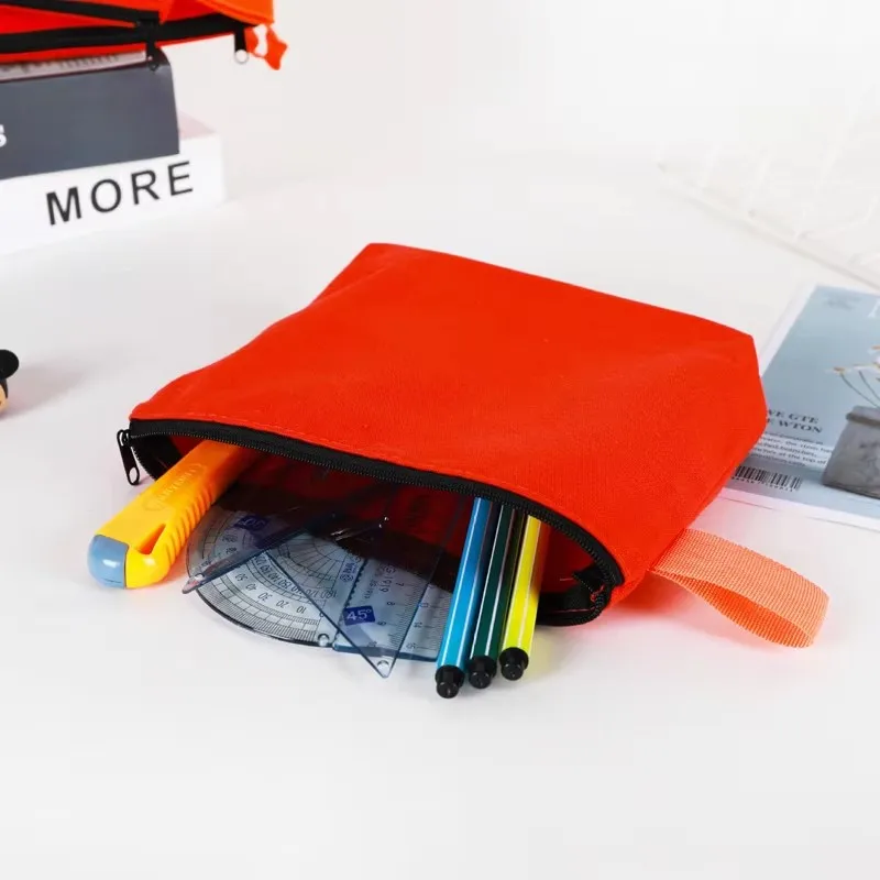 100Pcs/Lot Colorful Canvas Makeup Cosmetic Stand Up Bags Pouch With Zipper Pencil Pen Pouch Case DIY Craft Bags for DIY Craft