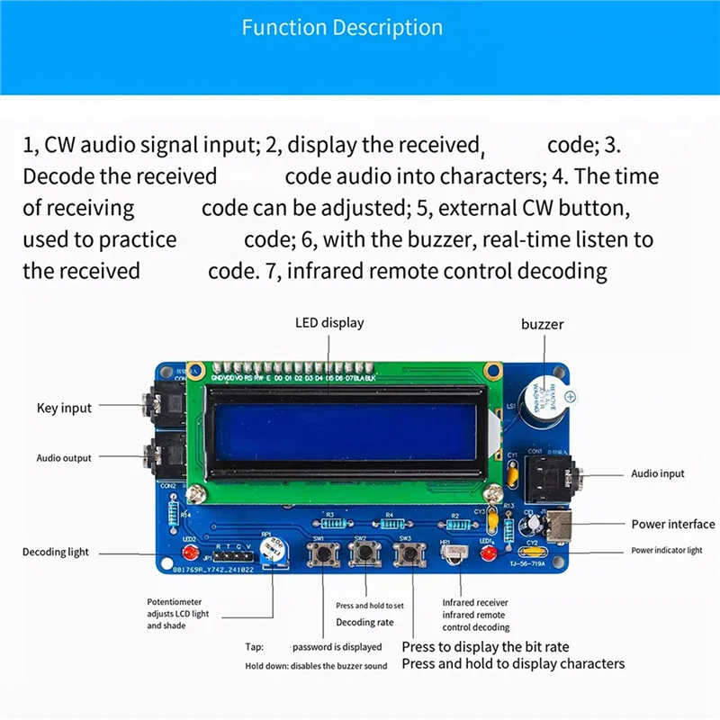 

A93E-2X Обновление CW Инфракрасный декодер с азбукой Морзе Электронный комплект для самостоятельного производства Научный эксперимент Веселая печатная плата TJ-56-719