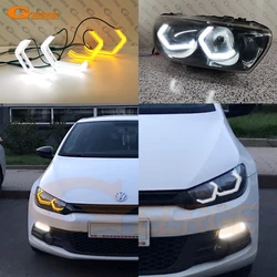 For Volkswagen VW Scirocco III MK3 Super Bright M4 Iconic Style 3D Hexagon Led Angel Eyes Kit Halo Rings Car Accessories