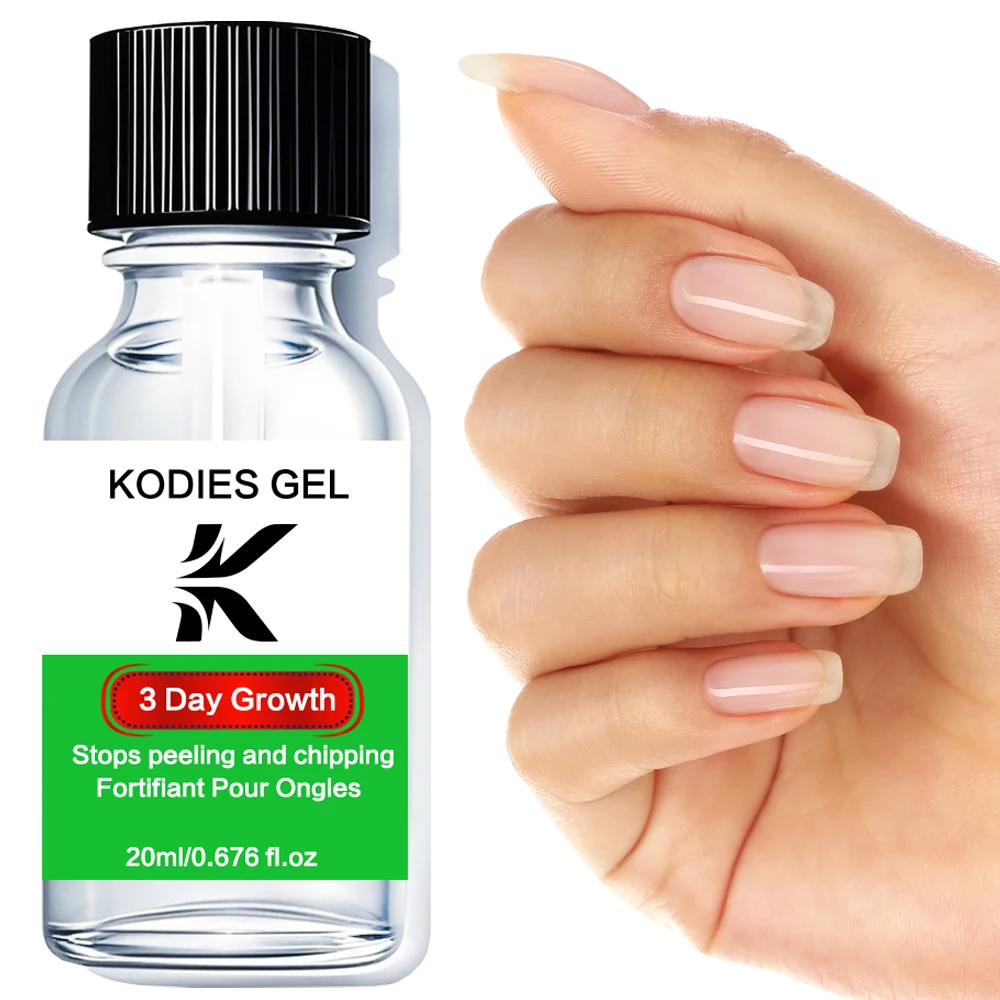 KODIES GEL Quick Dry Nail Strengthener 3 Day Nail Growth Polish Hardener Bright Oil for Repair Thin Soft Nails Care Serum 20ML