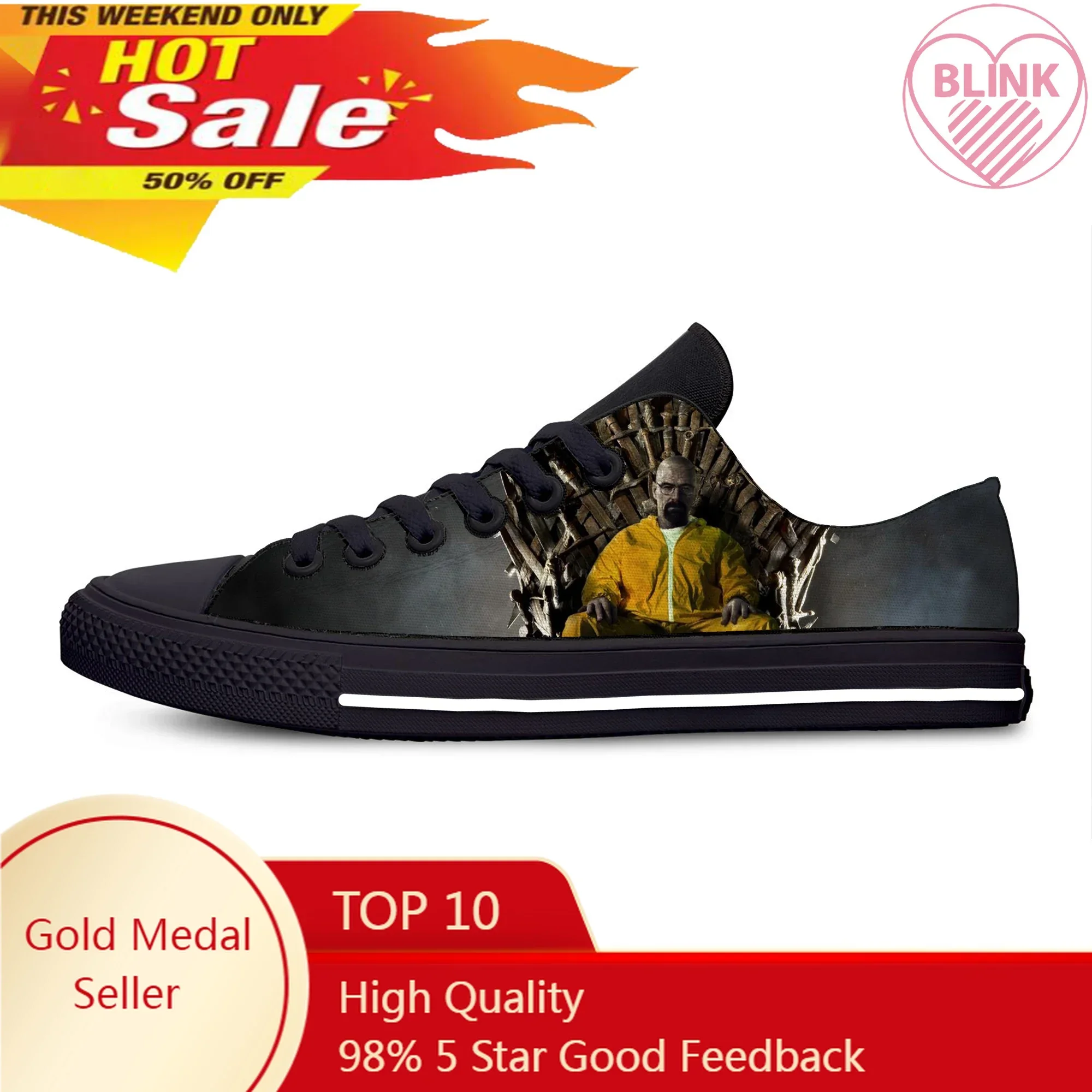 

Bad Hot Breaking Cool Heisenberg Fashion Funny Casual Cloth Shoes Low Top Lightweight Breathable 3D Printed Men women Sneakers