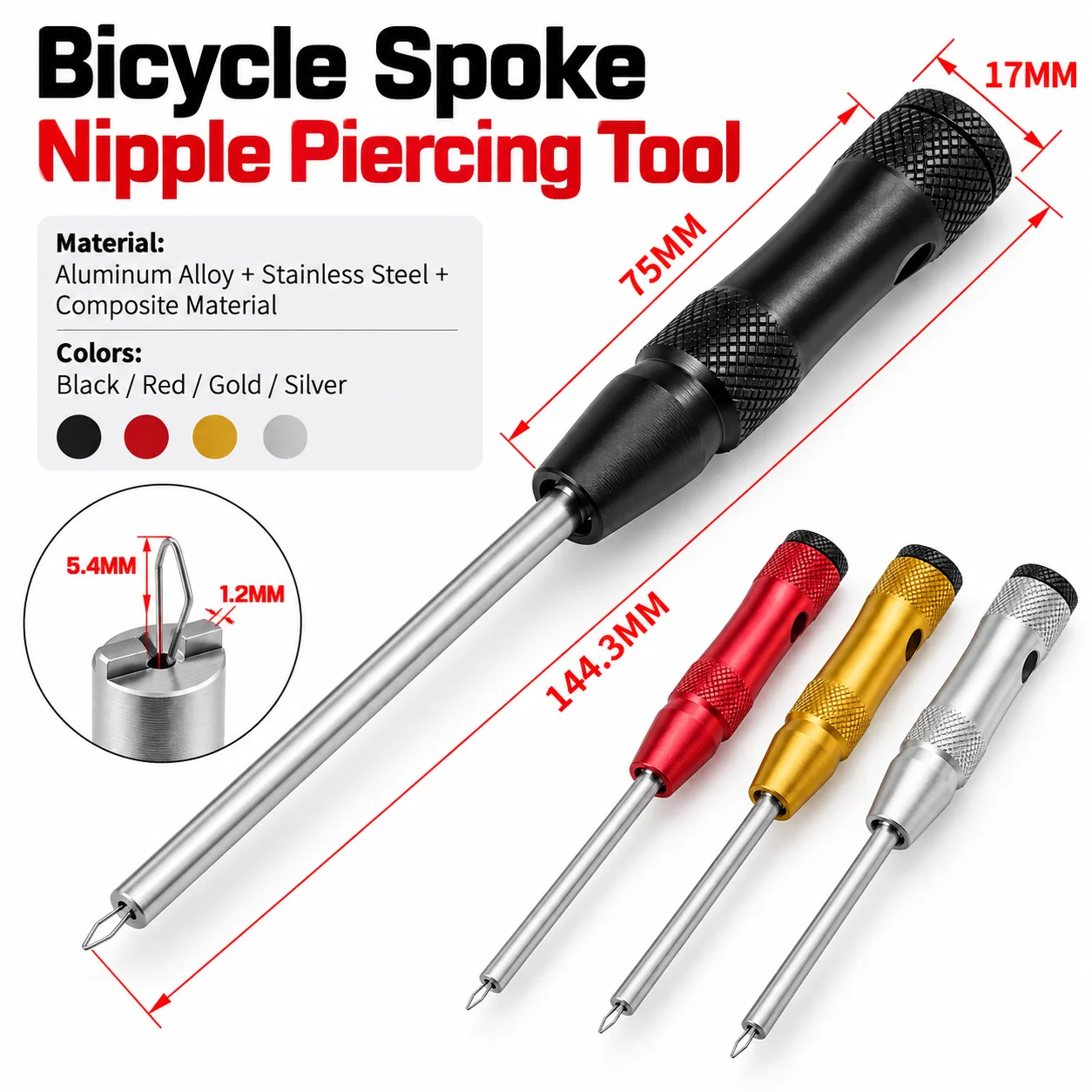 Spoke Nipple Driver Tool MTB Bike Spoke Nipple Removal Installation Wrench Bicycle Spoke Nipple Insertion Tool