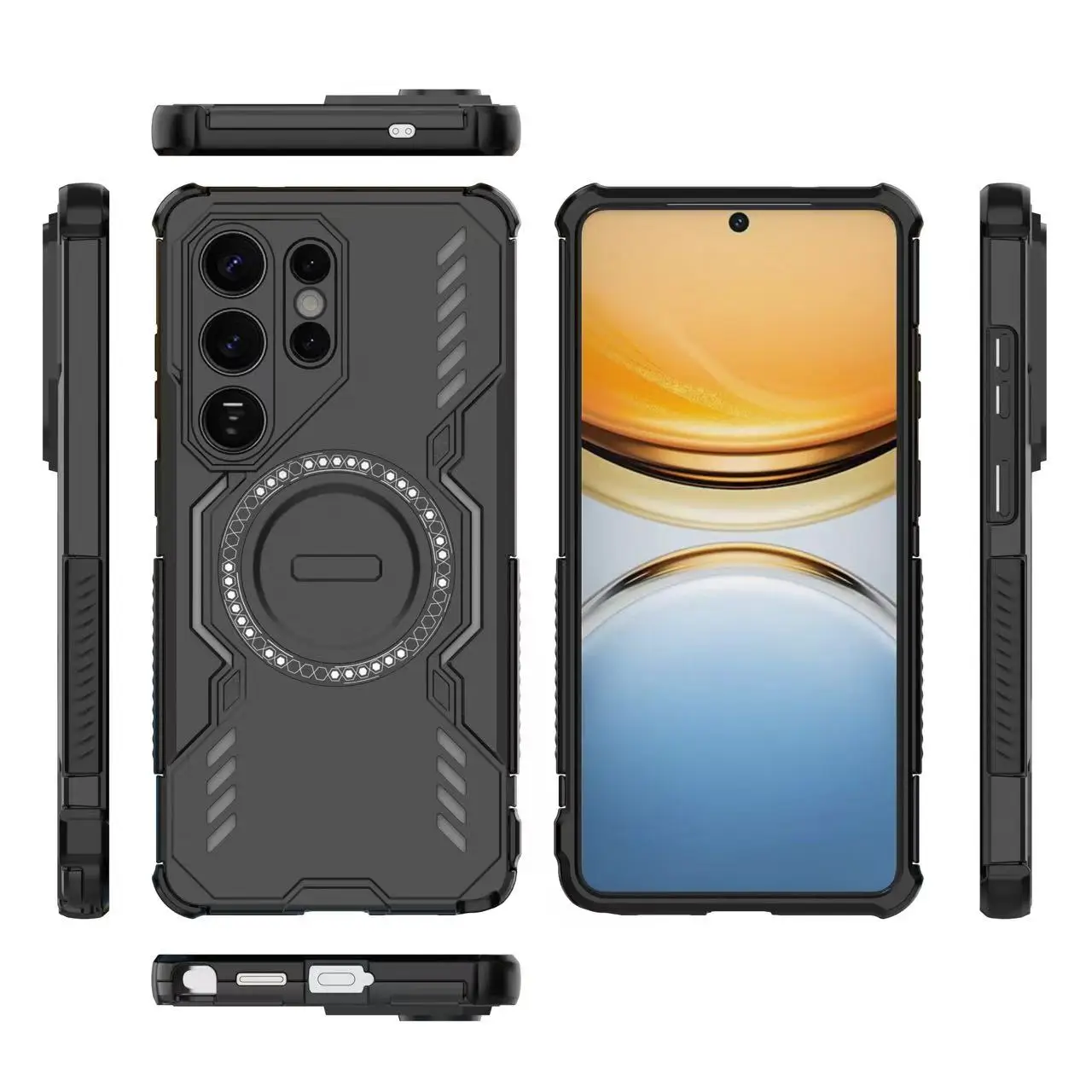 حافظة لهاتف سامسونج جالاكسي S24 S25 S26 S23 Ultra Plus Edge S26 PRO S24 S25 FE غطاء حماية لعدسة مغناطيسية صلبة مقاومة للصدمات