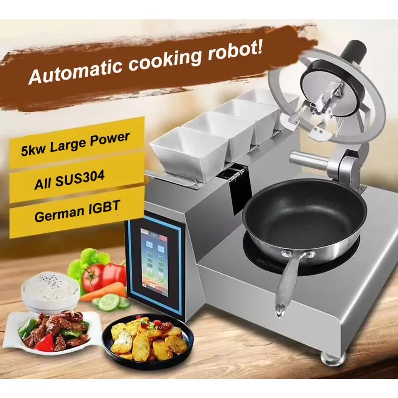 AI Intelligent Fully Automatic Robotic Cooker Multi-Function Stainless Steel 5000W Desktop Cooking Commercial Equipment
