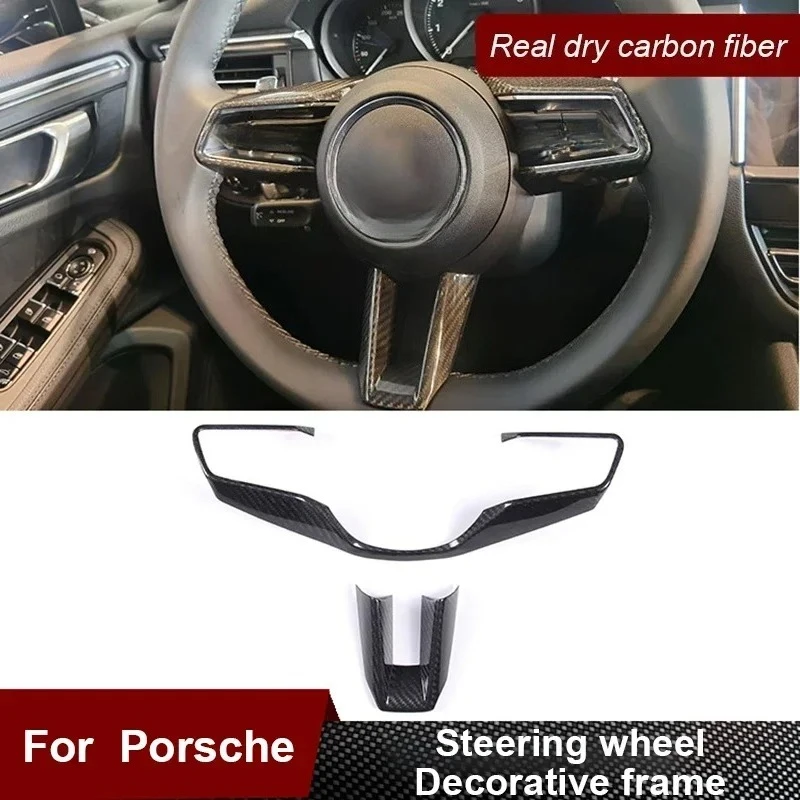 

For Porsche Macan Panamera 911 Taycan Real Dry Carbon Fiber 2019-2023 Interior Steering Wheel Frame Modification Accessories