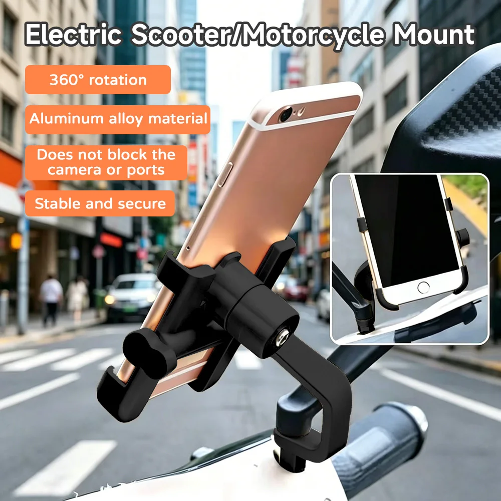 

Aluminum Alloy Bicycle Motorcycle Phone Holder Adjustable Non-Slip Handlebar Mount GPS Bracket Clip for iPhone Xiaomi Smartphone