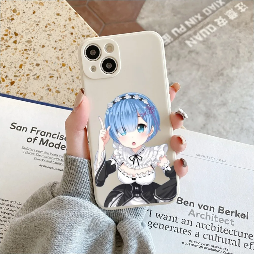 R-ReZero R-Ram R-Rem Anime Phone Case For Iphone 11 13 14 Pro Max X Xr Xs Max Se2020 12mini White Cover Case