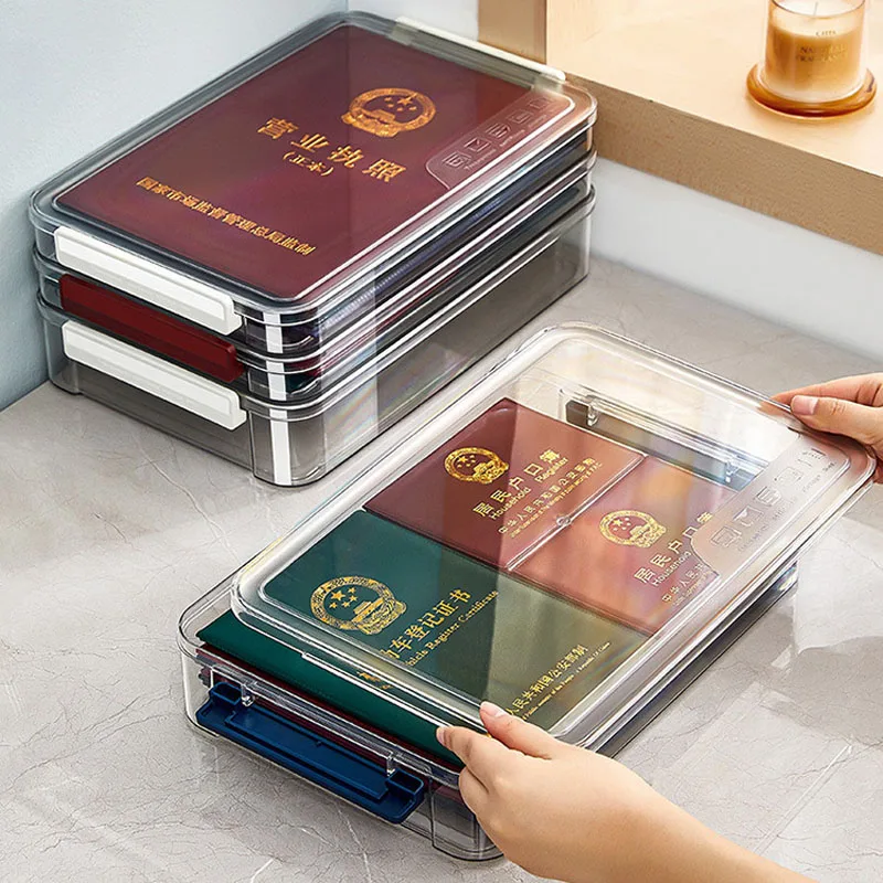 Transparent Certificate Box Organizer A4 Document Storage Box Stackable Data Sorting File Organiser Box Office Desk Box Storage
