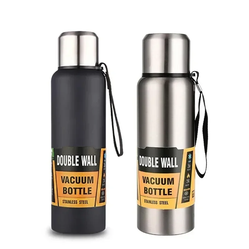 800/1000ml Stainless Steel Thermos Large Capacity Vacuum Flask Portable Insulated Tumbler with Rope Thermo Bottle