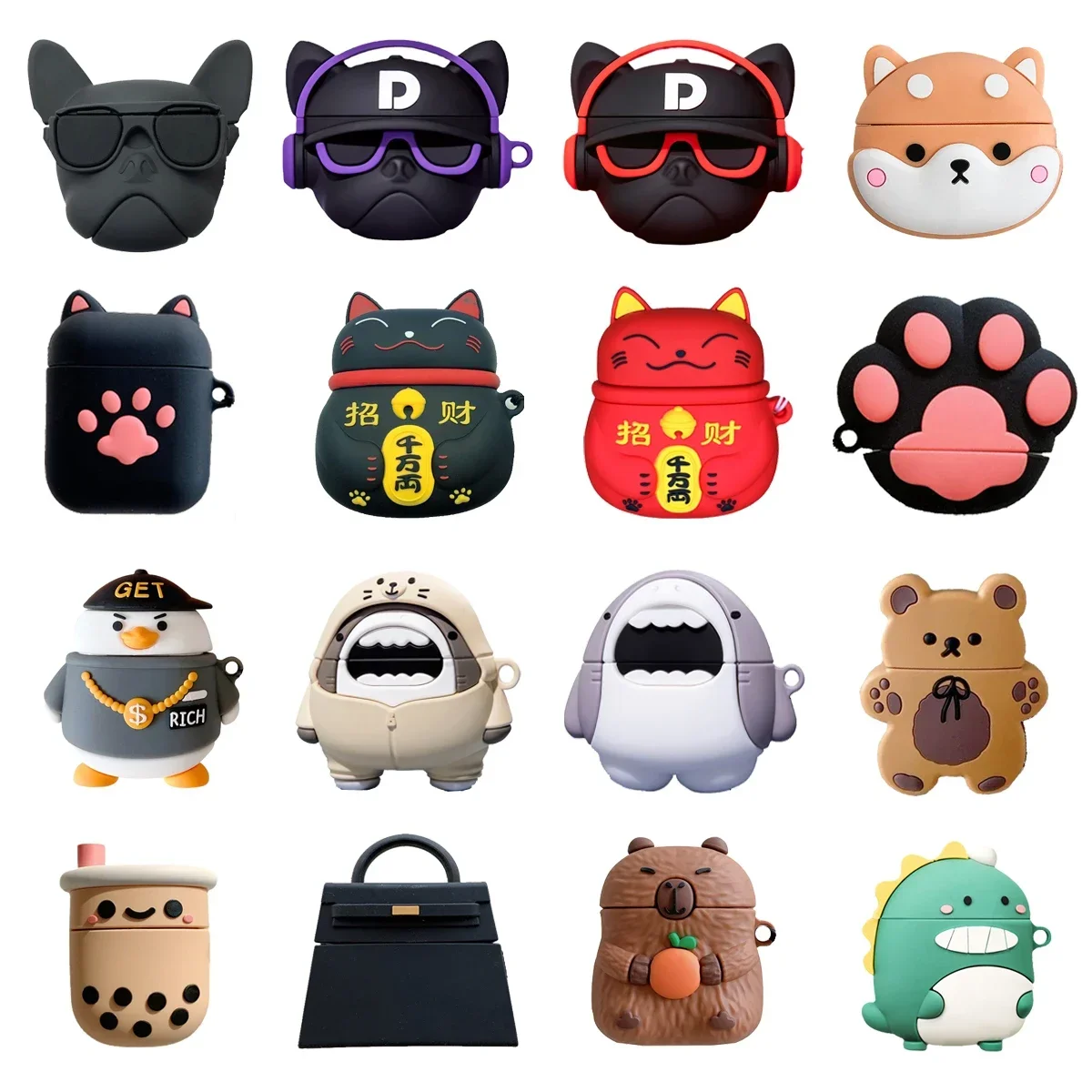 Cute Animals Dog Lucky Cat Bear Kapybara Case for Apple Airpods 4 3 2 Cover for AirPods Pro 2 Generation Protective Shell Cute