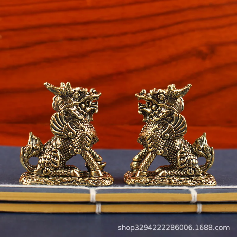 

Пара латунных офисных украшений «Летающий Кирин», наступление на восемь триграмм, богатство Кирин, большой размер, декор для спальни, дома, гостиной