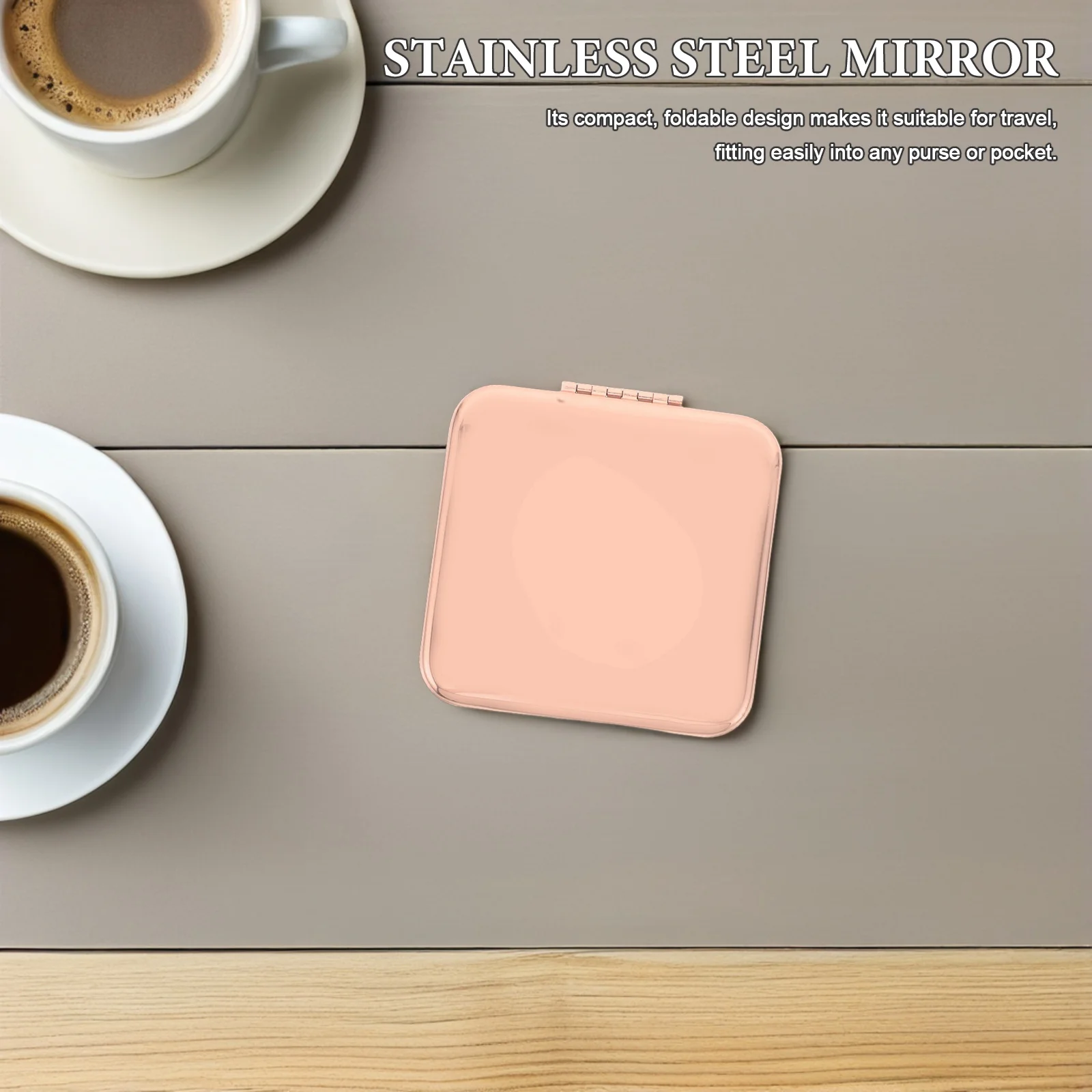 

Compact Travel Makeup Mirror Metal Folding Double Sided Portable Handheld Beauty Vanity for Purse Pocket Golden