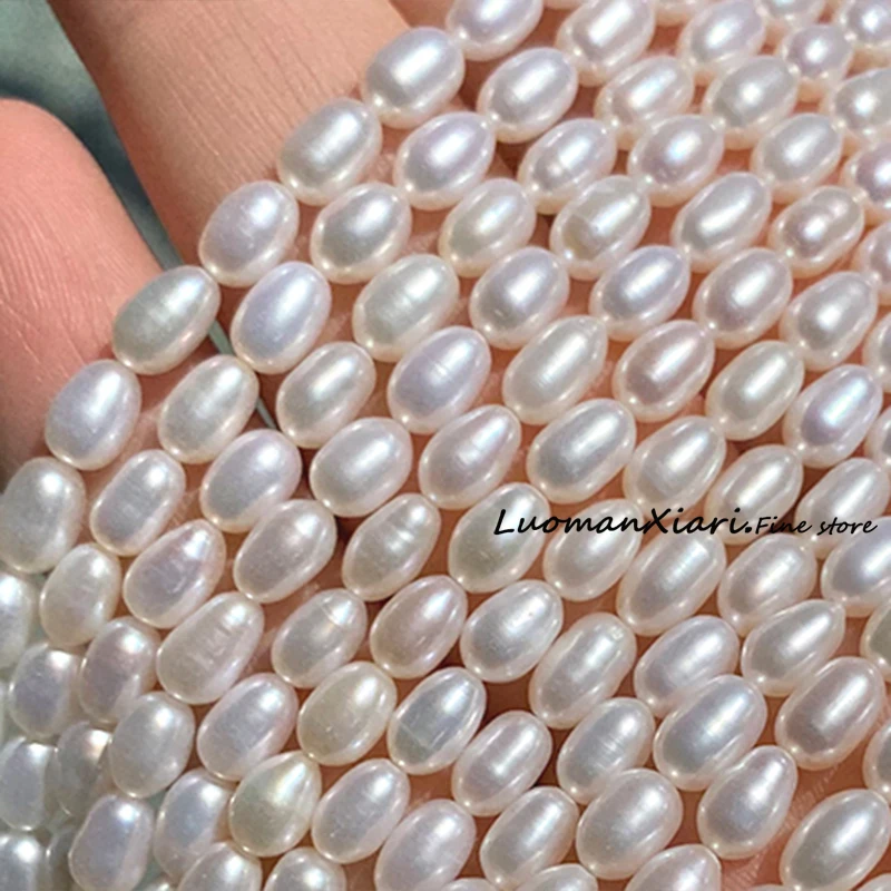 4-5MM Rice Shape Natural Freshwater Pearls Loose Spacer Beads for Jewelry Making Diy Bracelets Earrings Accessories Charms