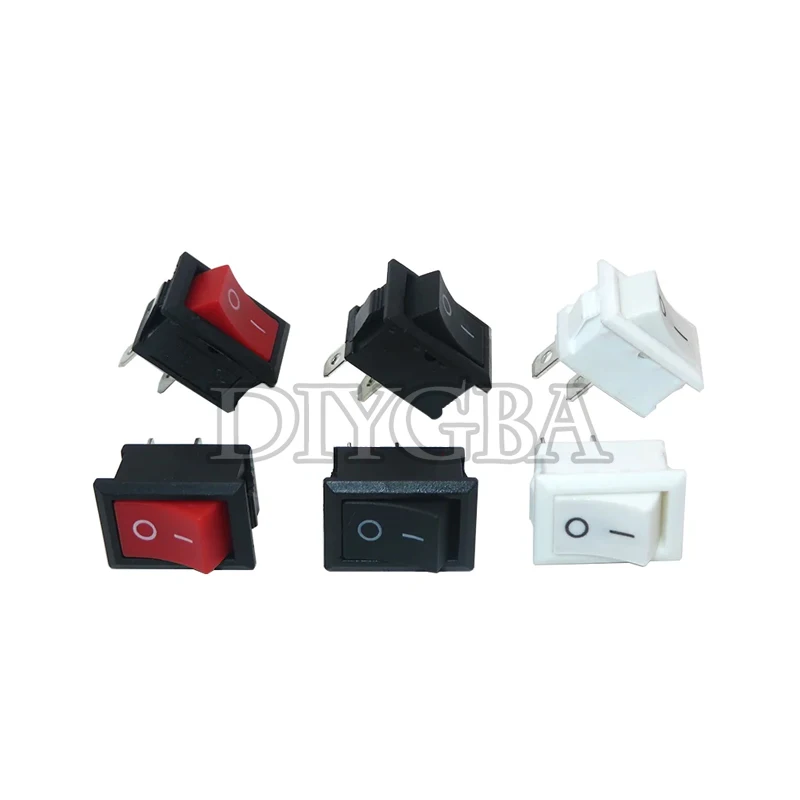 10PCS 2 PIN KCD1 15*21mm ON/OFF SPST Panel Mount Rocker Switch AC 6A/250V 10A/125V Black Red White KCD1-117S 15X21 power switch