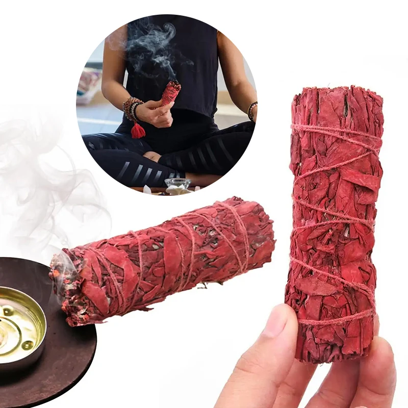 3PCS Natural Dragon's Blood Sage Bundles Smudge Sticks Indoor Purification Smoking Aroma Leaf Bundle Sage Smudge Sticks