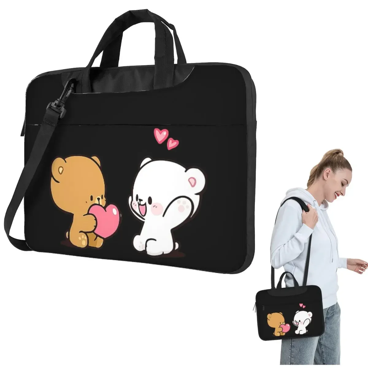 

Cute Milk Mocha Crossbody Laptop Bag Case Computer Bag Resistant Protective Notebook Pouch for Lenovo