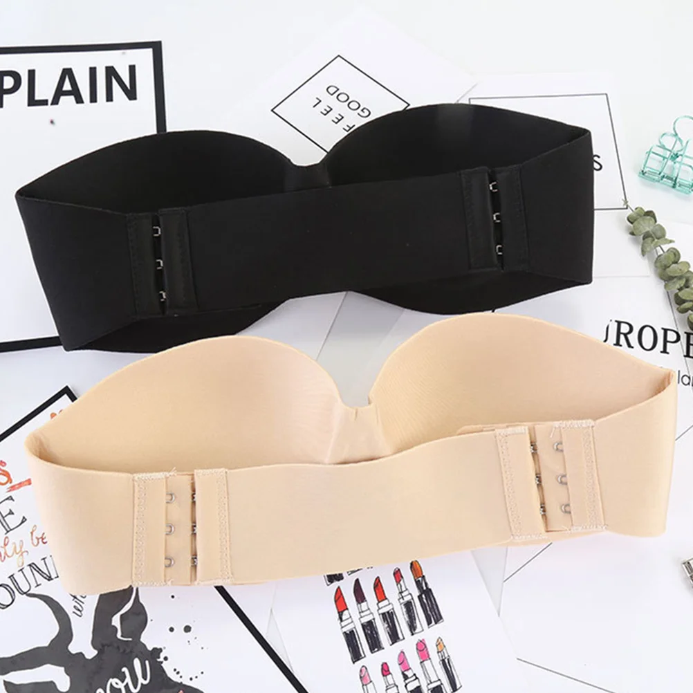 

2 Pcs Invisible Bra for Halter Top Underwear Suit Strapless Tube Bras Comfortable Breathable Nylon -piece