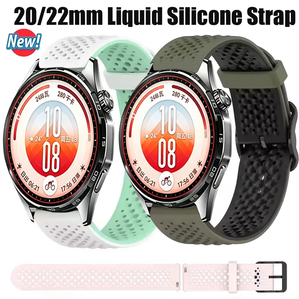 20/22mm Liquid Silicone Strap for Huawei Whatch GT7/GT7 Pro 46mm Original Bracelet for Garmin Forerunner 570 47-42mm Accessories