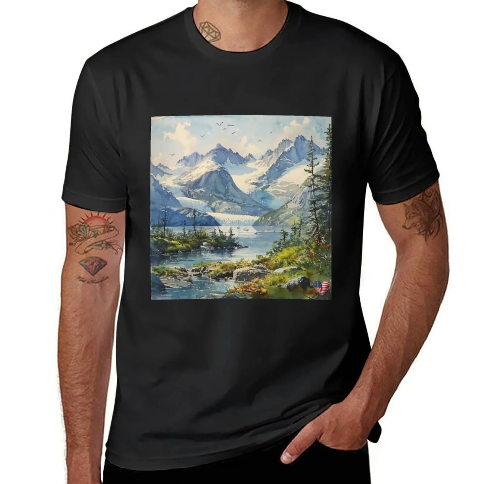 Landscape of Kenai Fjords National Park T-Shirt summer clothes blacks vintage anime clothes Short sleeve tee men