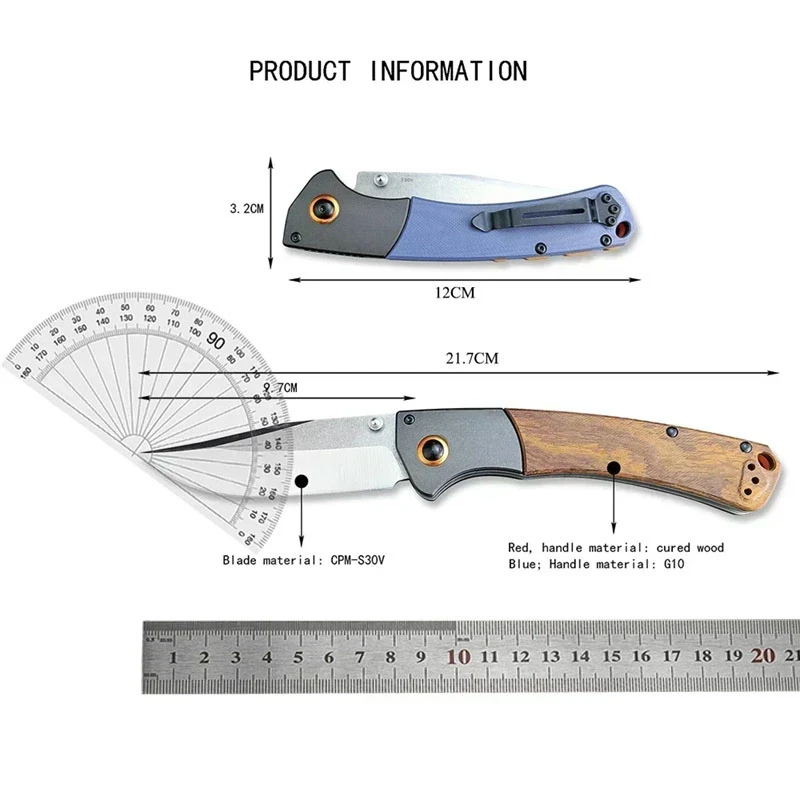 Tactical BM 15080 Folding Pocket Knives Outdoor Camping CPM-S30V Drop-Point Blade Wood/G10 Handle Hunting Self-defense Tools