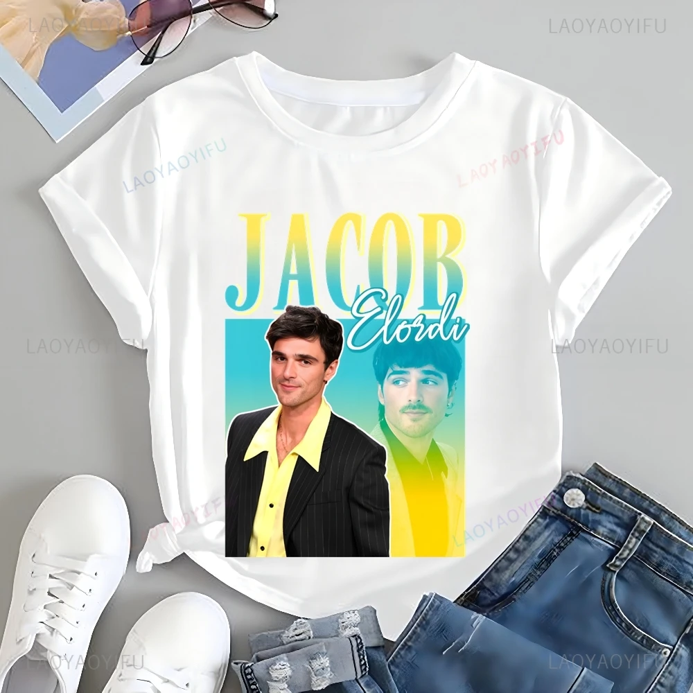 Jacob Elordi Printed T-shirt Top Jacob Elordi Neutral Trend Harajuku Short Sleeved Unisex Shirt Graphic Oversized T-shirt