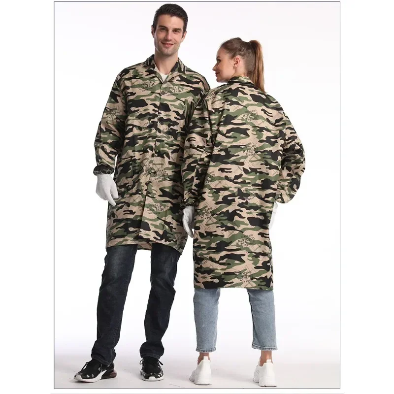 Men's Long-sleeved Labor Protection Overalls,One-piece Handling Workshop Dustproof Labor Protection Work Clothes Blue Work Coat