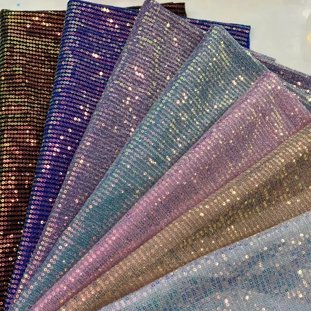 Sequin Fabric Glitter Polyester Fiber Silk Luggage Bags Full Dress Shoe Upper for DIY Sewing Curtain Backdrop Tablecloth Linen