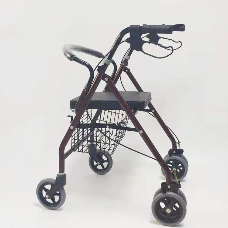 Walker rollator burgundy Elderly disabled walker elderly shopping cart